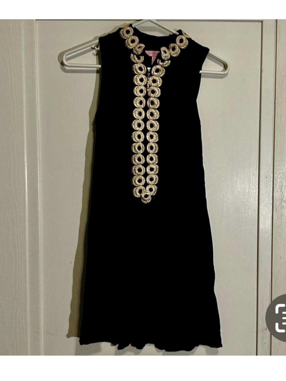 Lilly Pulitzer Women’s Shift Dress Gold Embroidered Metallic Circles size 00